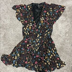 Floral Black Romper